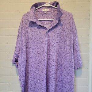 Peter Millar Summer Comfort XXL Purple 70s Novelty Print Golf Polo